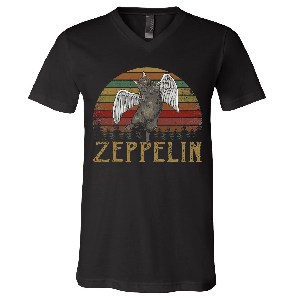 Vintage Zeppelin Name Distressed Music CatS Lover Animals V-Neck T-Shirt