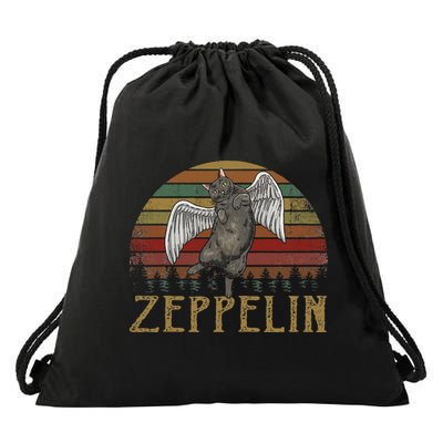 Vintage Zeppelin Name Distressed Music CatS Lover Animals Drawstring Bag