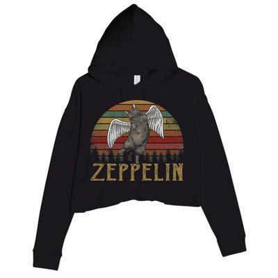 Vintage Zeppelin Name Distressed Music CatS Lover Animals Crop Fleece Hoodie