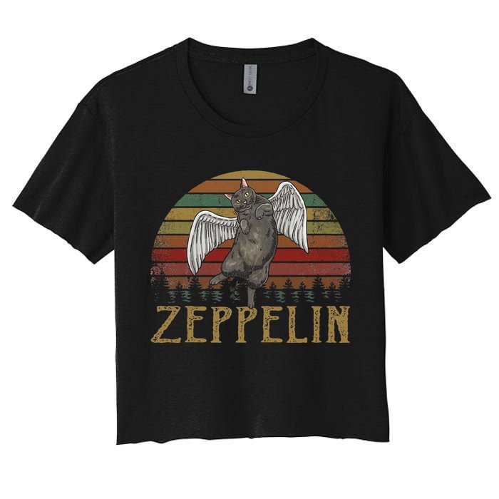 Vintage Zeppelin Name Distressed Music CatS Lover Animals Crop Top