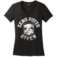 Vintage Zero Putts Given Golf Funny Golf Player Golfing Women's V-Neck T-Shirt