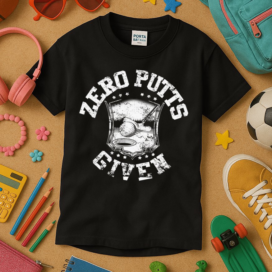 Vintage Zero Putts Given Golf Funny Golf Player Golfing Kids T-Shirt