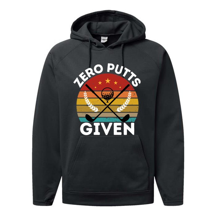 Vintage Zero Putts Given Golf Funny Golf Player Golfing Premium Performance Fleece Hoodie