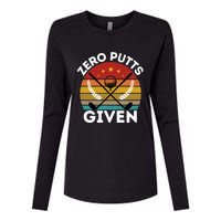 Vintage Zero Putts Given Golf Funny Golf Player Golfing Premium Womens Cotton Relaxed Long Sleeve T-Shirt