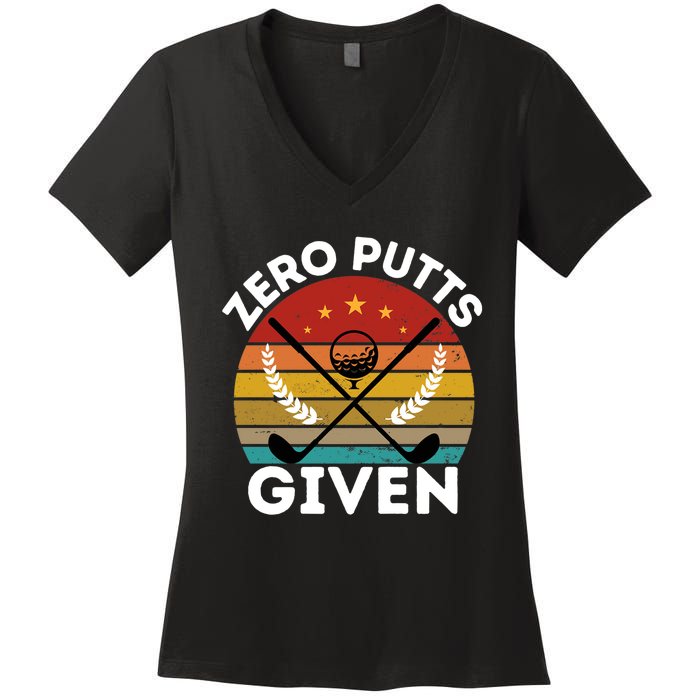 Vintage Zero Putts Given Golf Funny Golf Player Golfing Premium Women's V-Neck T-Shirt