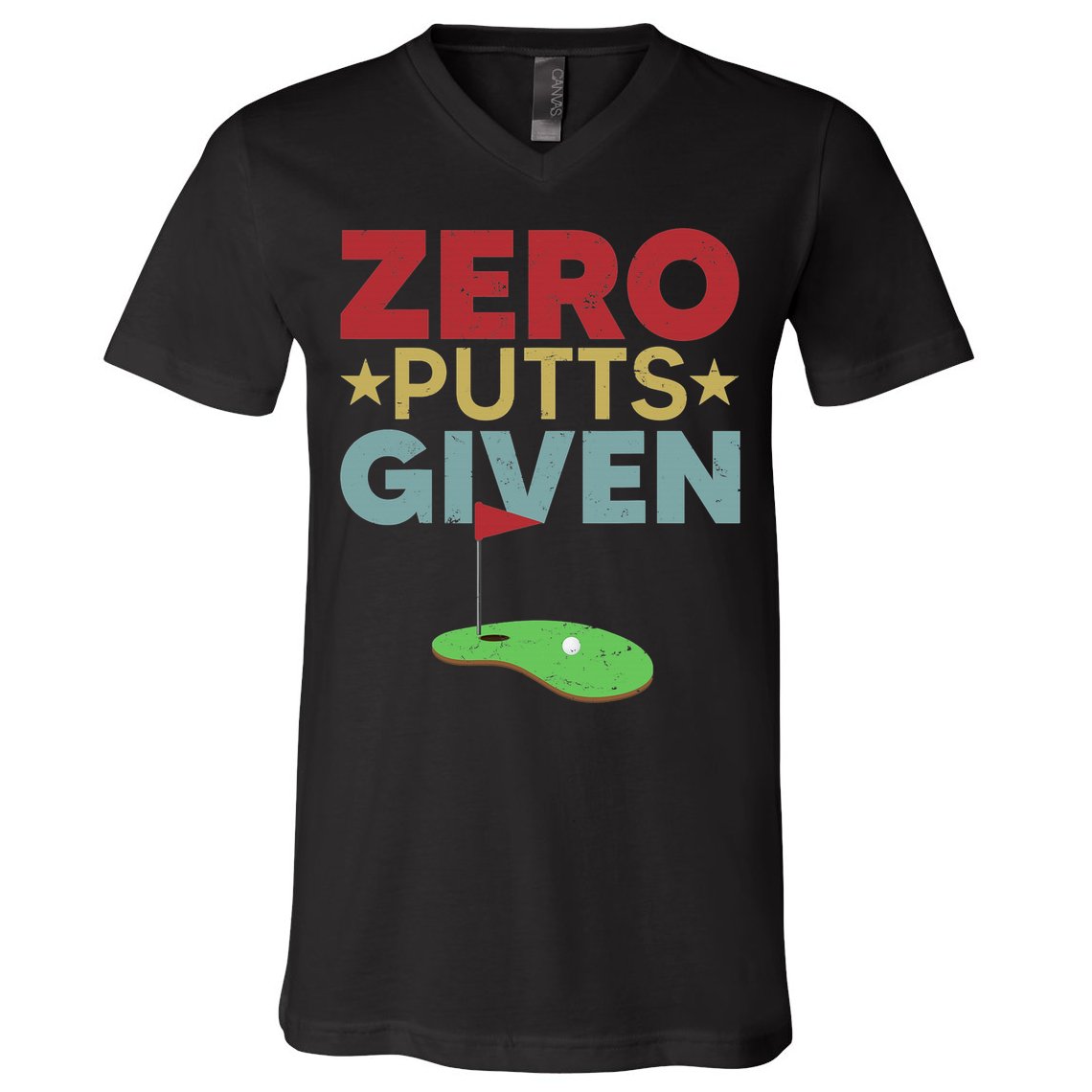 Vintage Zero Putts Given Golf Funny Golf Player Golfing V-Neck T-Shirt