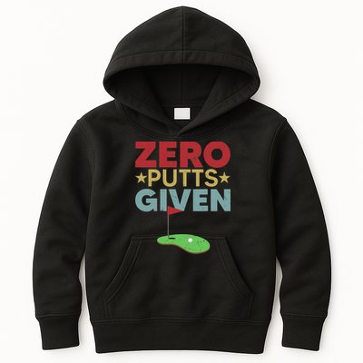 Vintage Zero Putts Given Golf Funny Golf Player Golfing Kids Hoodie