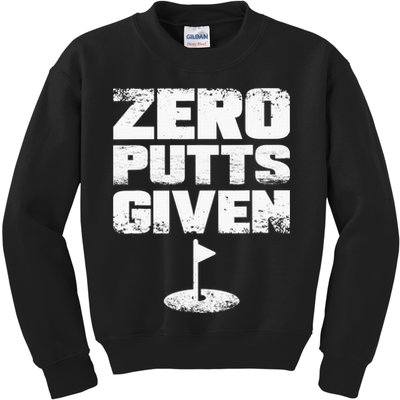 Vintage Zero Putts Given Golf Funny Golf Player Golfing Kids Sweatshirt