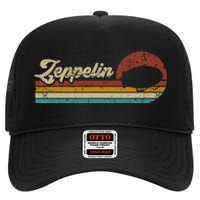 Vintage Zeppelin Retro Sunset Funny Dirigible Airship High Crown Mesh Back Trucker Hat