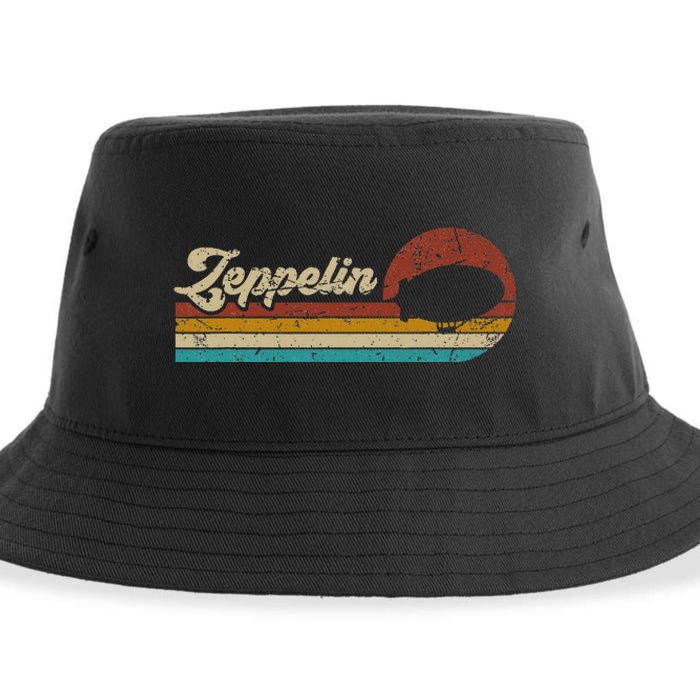 Vintage Zeppelin Retro Sunset Funny Dirigible Airship Sustainable Bucket Hat