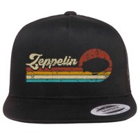 Vintage Zeppelin Retro Sunset Funny Dirigible Airship Flat Bill Trucker Hat