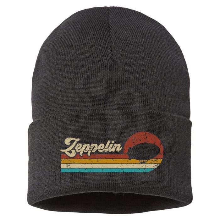 Vintage Zeppelin Retro Sunset Funny Dirigible Airship Sustainable Knit Beanie