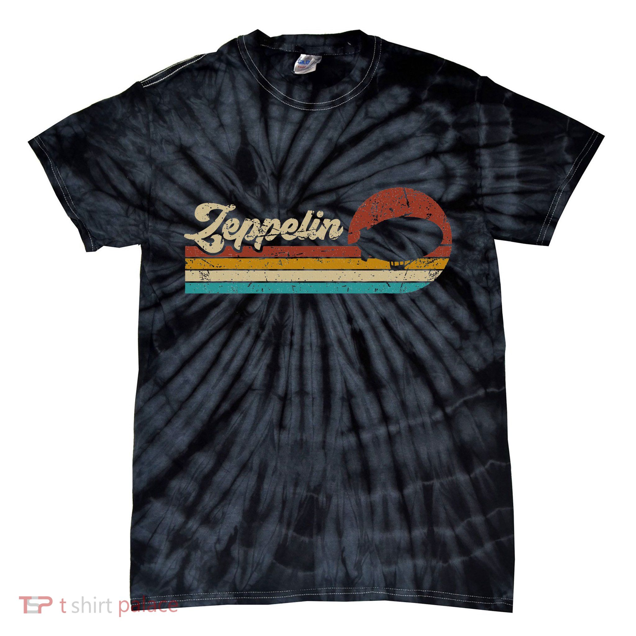 Vintage Zeppelin Retro Sunset Funny Dirigible Airship Tie-Dye T-Shirt