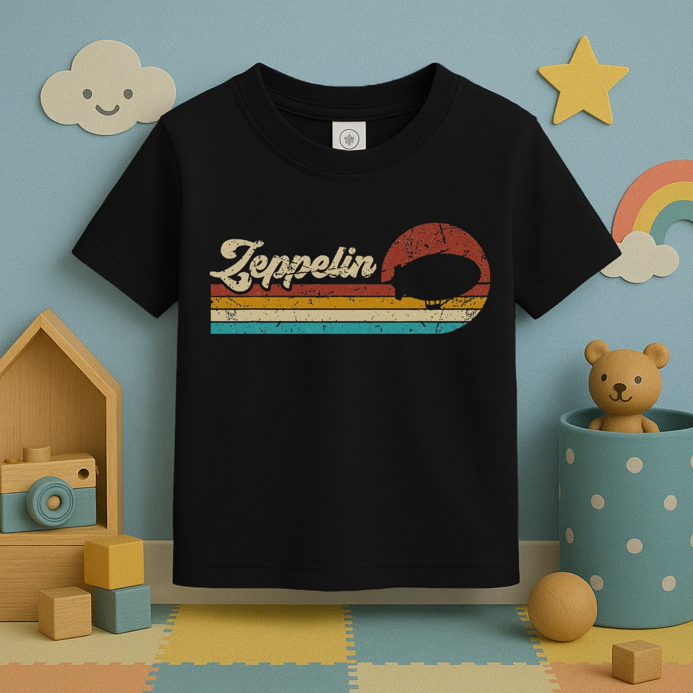 Vintage Zeppelin Retro Sunset Funny Dirigible Airship Toddler T-Shirt