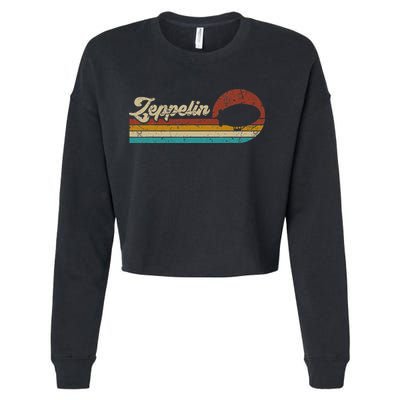 Vintage Zeppelin Retro Sunset Funny Dirigible Airship Cropped Pullover Crew