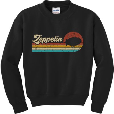Vintage Zeppelin Retro Sunset Funny Dirigible Airship Kids Sweatshirt