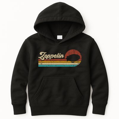 Vintage Zeppelin Retro Sunset Funny Dirigible Airship Kids Hoodie