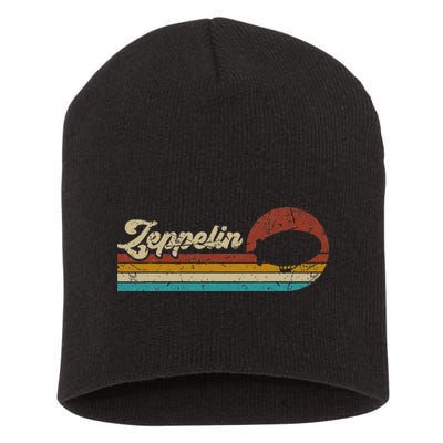 Vintage Zeppelin Retro Sunset Funny Dirigible Airship Short Acrylic Beanie