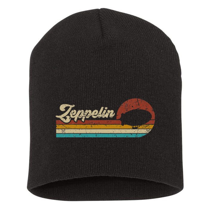 Vintage Zeppelin Retro Sunset Funny Dirigible Airship Short Acrylic Beanie