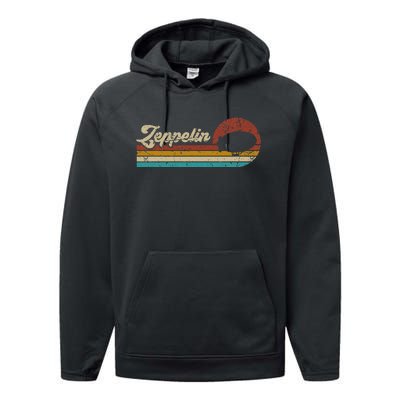 Vintage Zeppelin Retro Sunset Funny Dirigible Airship Performance Fleece Hoodie