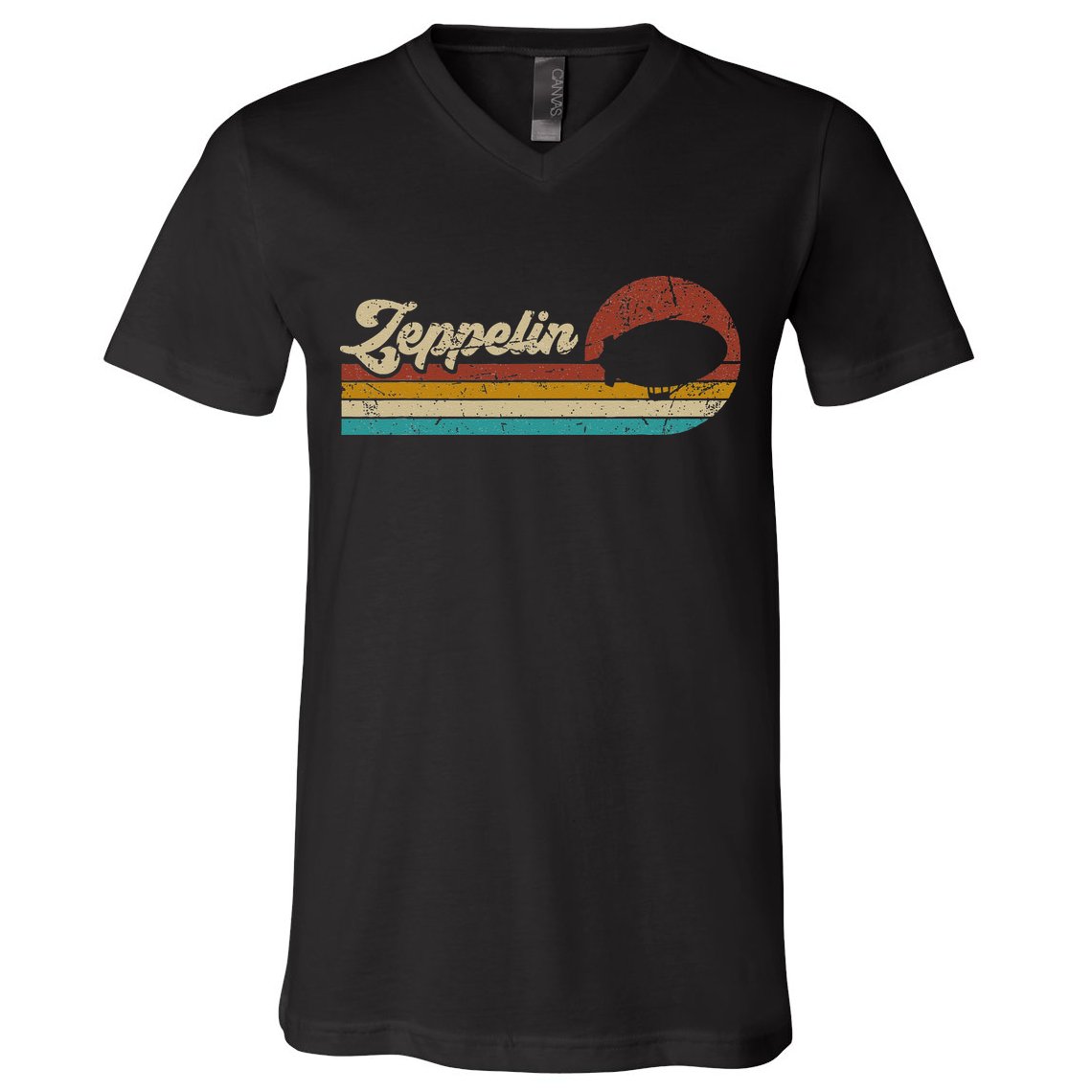 Vintage Zeppelin Retro Sunset Funny Dirigible Airship V-Neck T-Shirt