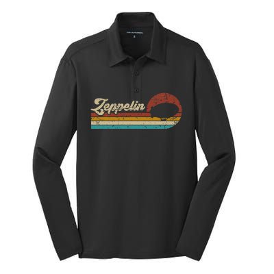 Vintage Zeppelin Retro Sunset Funny Dirigible Airship Silk Touch Performance Long Sleeve Polo