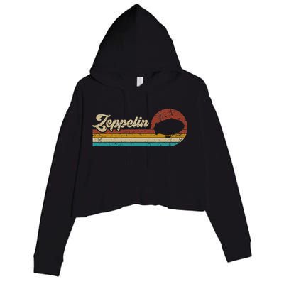 Vintage Zeppelin Retro Sunset Funny Dirigible Airship Crop Fleece Hoodie