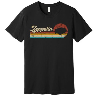 Vintage Zeppelin Retro Sunset Funny Dirigible Airship Premium T-Shirt