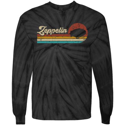 Vintage Zeppelin Retro Sunset Funny Dirigible Airship Tie-Dye Long Sleeve Shirt