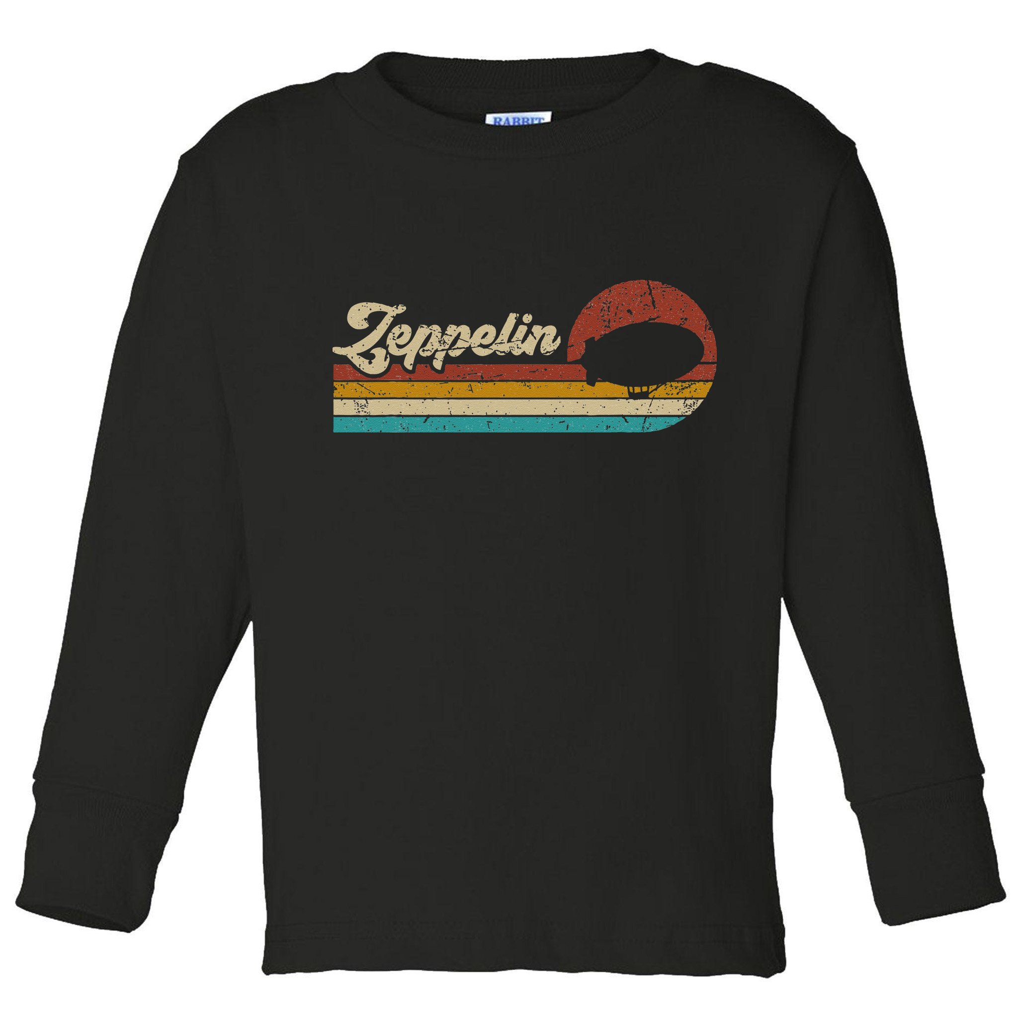 Vintage Zeppelin Retro Sunset Funny Dirigible Airship Toddler Long Sleeve Shirt