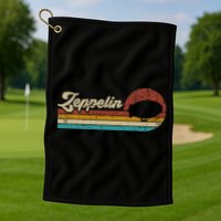Vintage Zeppelin Retro Sunset Funny Dirigible Airship Golf Towel