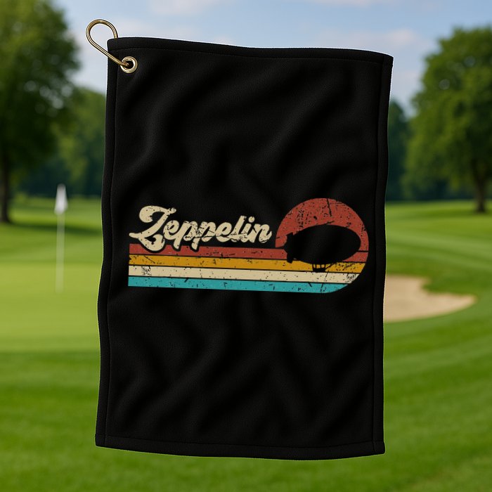 Vintage Zeppelin Retro Sunset Funny Dirigible Airship Golf Towel