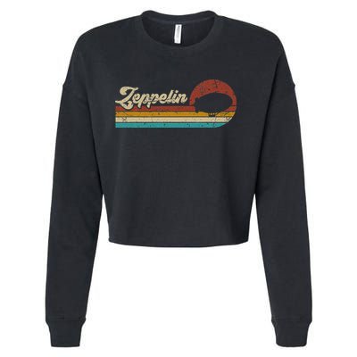 Vintage Zeppelin Retro Sunset Funny Dirigible Airship Cropped Pullover Crew