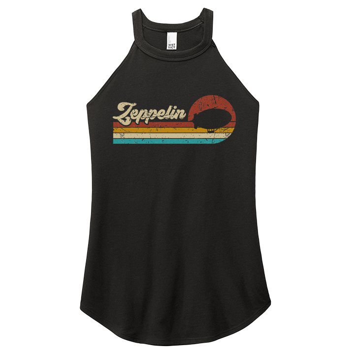 Vintage Zeppelin Retro Sunset Funny Dirigible Airship Women's Perfect Tri Rocker Tank