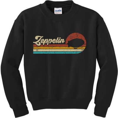 Vintage Zeppelin Retro Sunset Funny Dirigible Airship Kids Sweatshirt