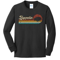 Vintage Zeppelin Retro Sunset Funny Dirigible Airship Kids Long Sleeve Shirt