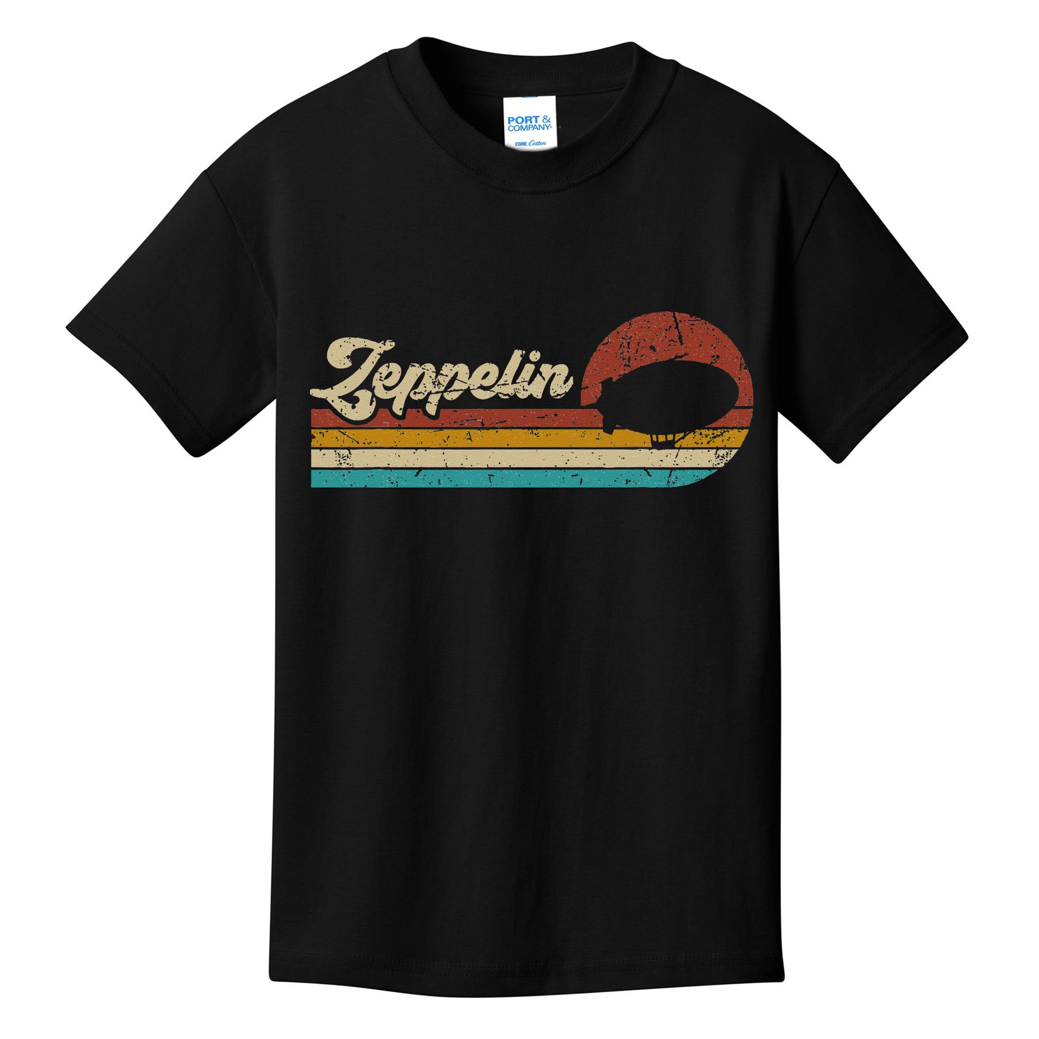 Vintage Zeppelin Retro Sunset Funny Dirigible Airship Kids T-Shirt