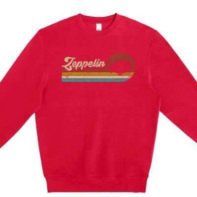 Vintage Zeppelin Retro Sunset Funny Dirigible Airship Premium Crewneck Sweatshirt