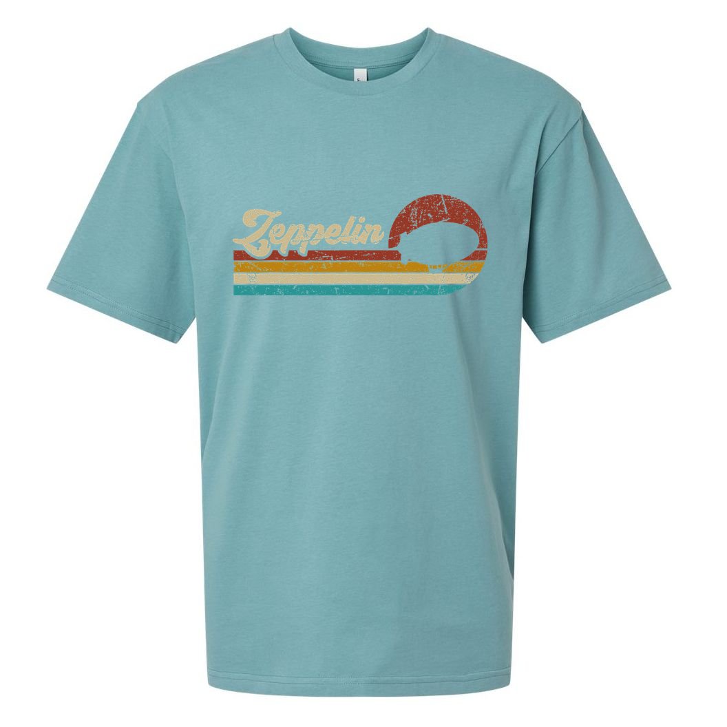 Vintage Zeppelin Retro Sunset Funny Dirigible Airship Sueded Cloud Jersey T-Shirt
