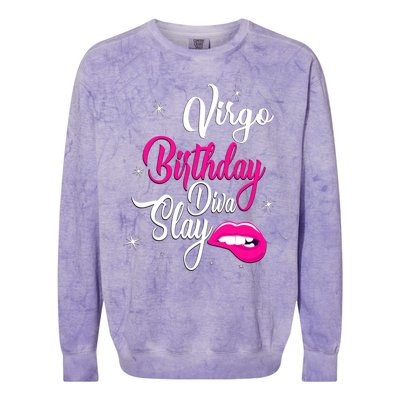 Virgo Zodiac September August Virgo Birthday Diva Slay Cute Gift Colorblast Crewneck Sweatshirt