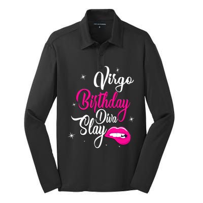 Virgo Zodiac September August Virgo Birthday Diva Slay Cute Gift Silk Touch Performance Long Sleeve Polo