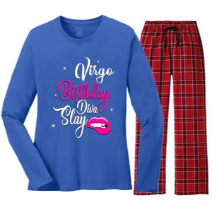 Virgo Zodiac September August Virgo Birthday Diva Slay Cute Gift Women's Long Sleeve Flannel Pajama Set 