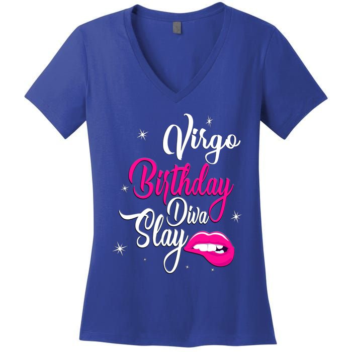 Virgo Zodiac September August Virgo Birthday Diva Slay Cute Gift Women's V-Neck T-Shirt