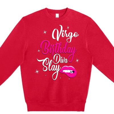 Virgo Zodiac September August Virgo Birthday Diva Slay Cute Gift Premium Crewneck Sweatshirt