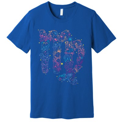 Virgo Zodiac Sign Aesthetic Flower Astrological Astronomy Gift Premium T-Shirt