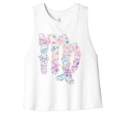 Virgo Zodiac Sign Aesthetic Flower Astrological Astronomy Gift Women's Racerback Cropped Tank