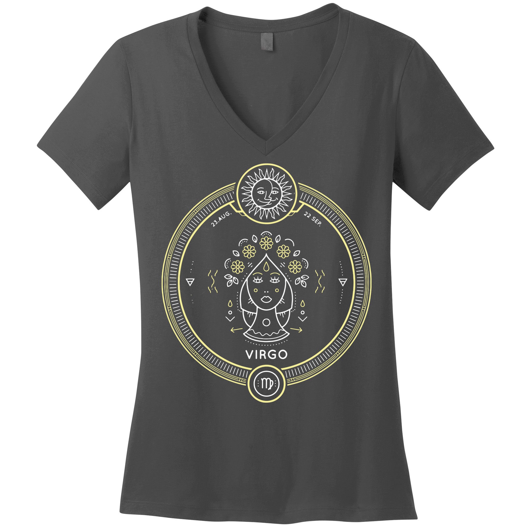 Virgo Zodiac Sign Horoscope Symbol Astrology Astronomy Women's V-Neck T-Shirt