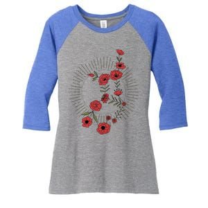 Virgo Zodiac Sign Planet Mercury Floral Stars Cute Gift Women's Tri-Blend 3/4-Sleeve Raglan Shirt