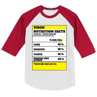 Virgo Zodiac Star Sign Funny Astrology Nutrition Facts Gift Kids Colorblock Raglan Jersey