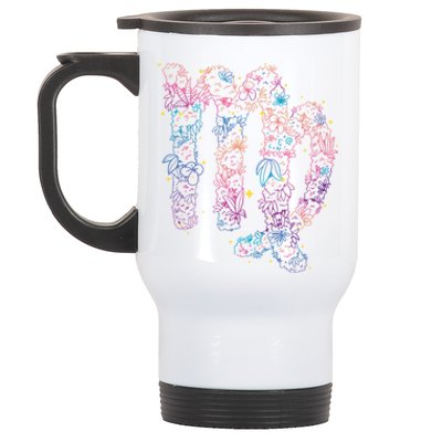 Virgo Zodiac Sign Aesthetic Flower Astrological Astronomy Great Gift Stainless Steel Travel Mug